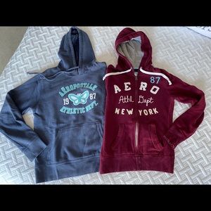 2 Aeropostale Sweatshirts Hoodies ZIP-up Size Med & Small Nice!